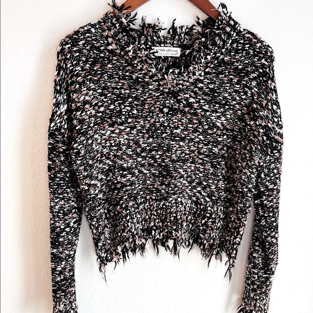 Forever 21 knitted black sweater with white and brown specks, US Women’s size M